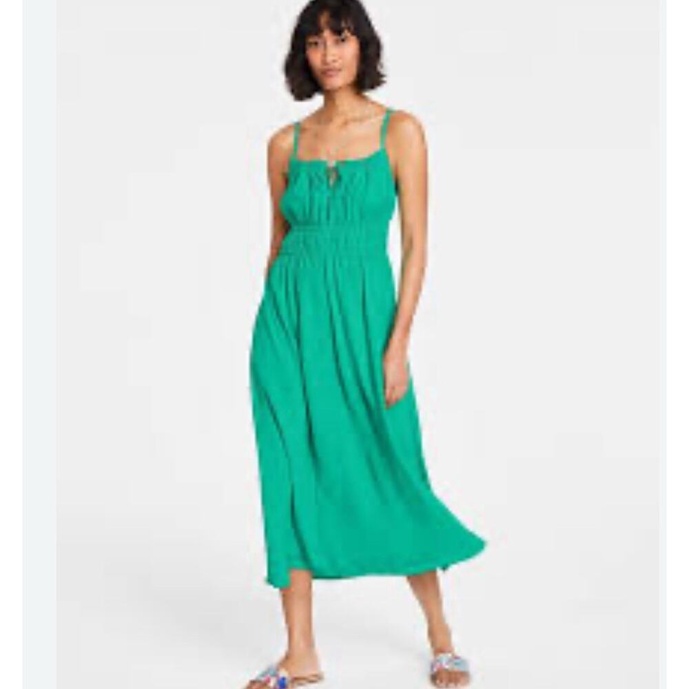 ON 34th Maxi Silky Kelly Green Dress Nature Sun Resortwear Cocktail Party XL